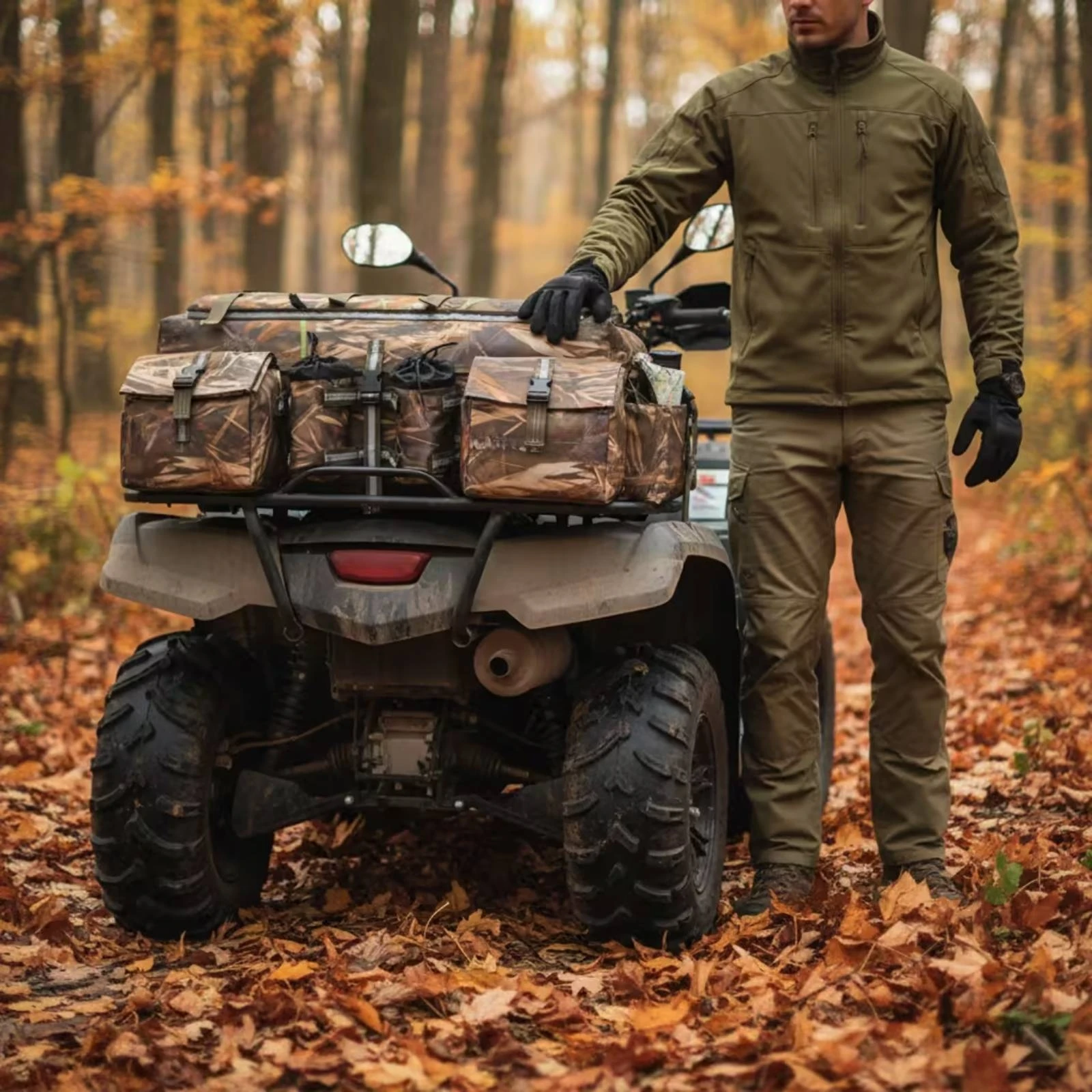 Rear Rack Bag Hinged Lid Rear ATV Bag Buckle Straps Trim for Trail Riding