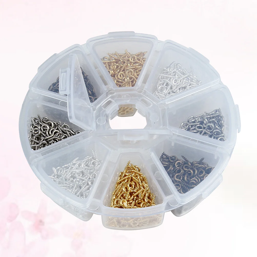 

800pcs Screw Eye Bails Threaded Hooks For Crafting Self-Tapping Screw Rings Jewelry Making Findings Mixed Color Hardware