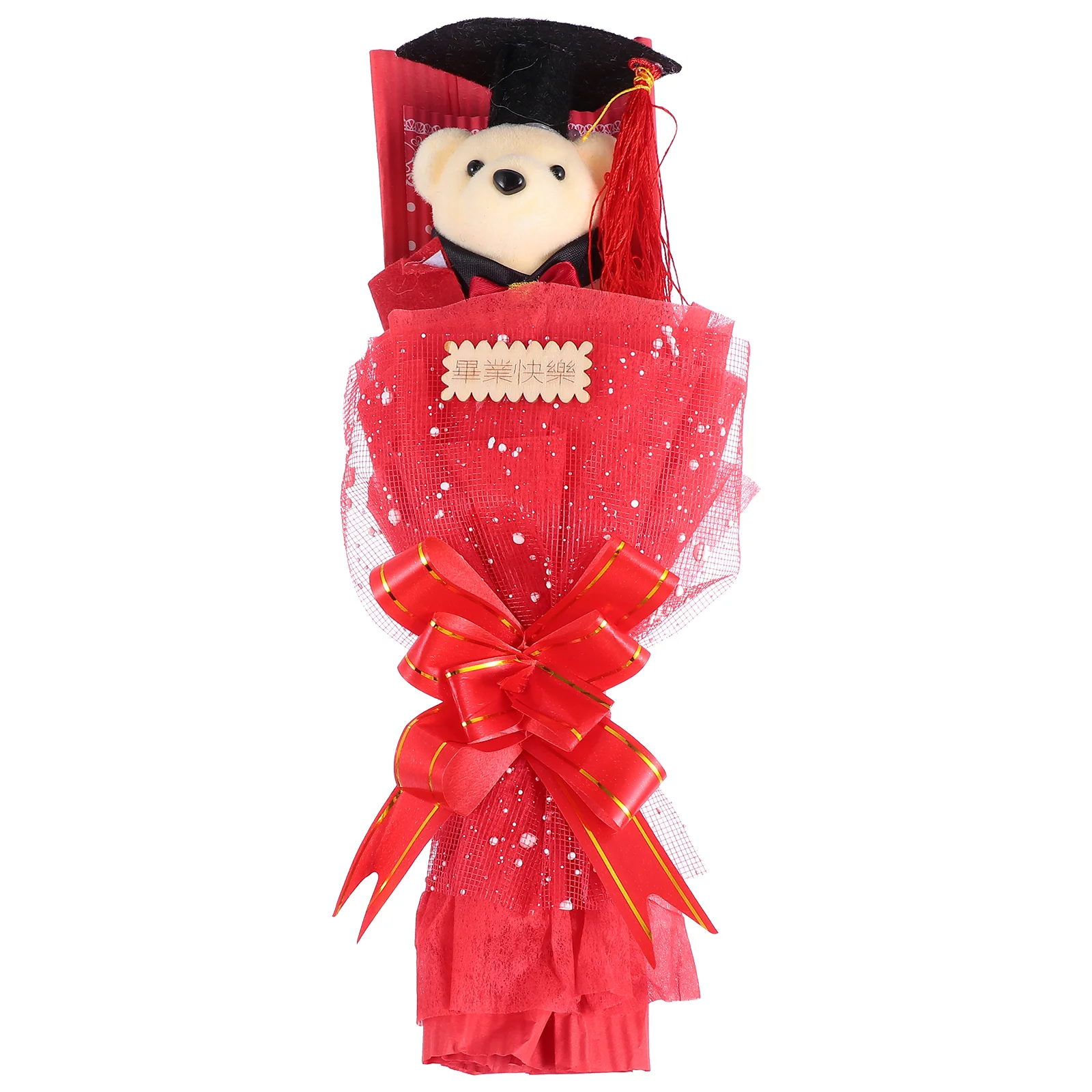 Bouquet Ornament The Gift Graduation Bear in Artificial Cloth Graduates Accessories Ornaments Figurine