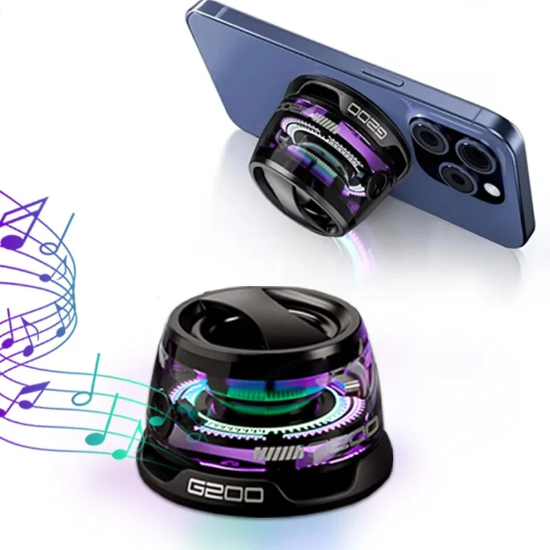 

Portable Bluetooth loudspeaker, RGB lighting, mini magnetic sound box BT5.3, 7 hours playback, phone holder, G200