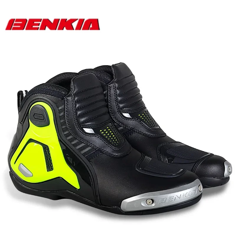 BENKIA Motorcycle Men's Boots Rally Cross Country Competitive Racing Shoes Comfort Breathable Anti-slip Motorcycle Boots