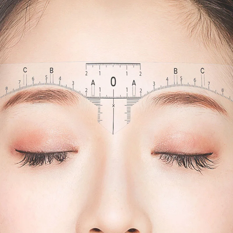 10pcs Disposable Tattoo Eyebrow Ruler Sticker Shape Tool Microblading Guide Makeup Transparent Measurement Stencil Template Kit