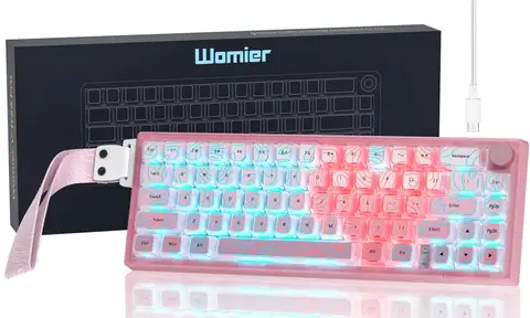 Womier V-K66 PRO 60% Custom Mechanical Keyboard QMK/VIA Creamy Gasket Mount Hot Swappable RGB Wired Gaming Keyboard