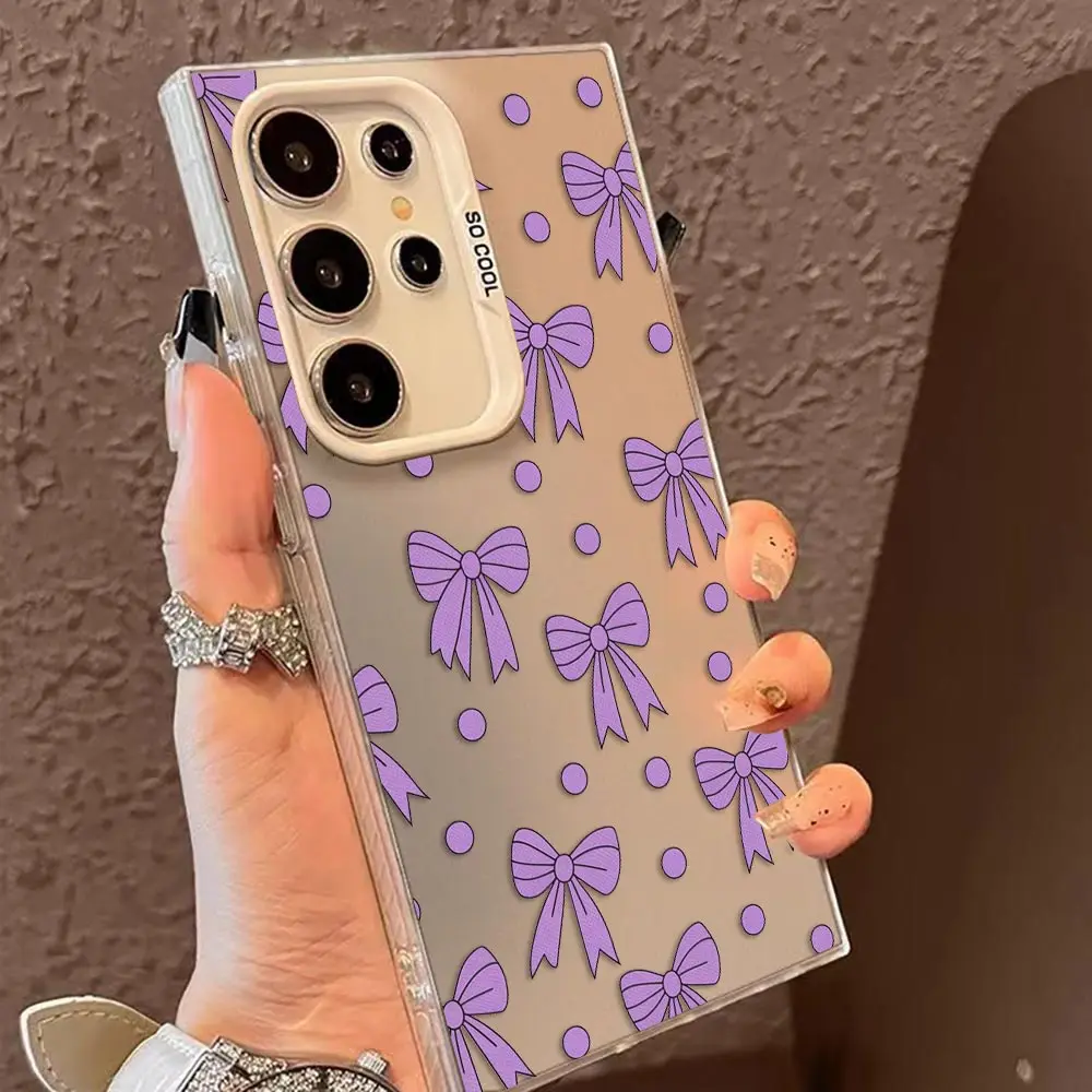 Cute Pink Purple Red Bow Phone Case For Samsung A73 A72 A71 A57 A56 A55 A53 A52 A51 A37 A36 A35 A33 A32 A27 A26 A25 A23 A22 Case