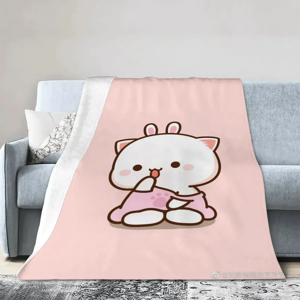 Peach Mochi Cat Fluffy Soft Blankets & Throws Bed Blanket King Size Decorative Blankets for Sofa Throw Blanket for Sofa Luxury