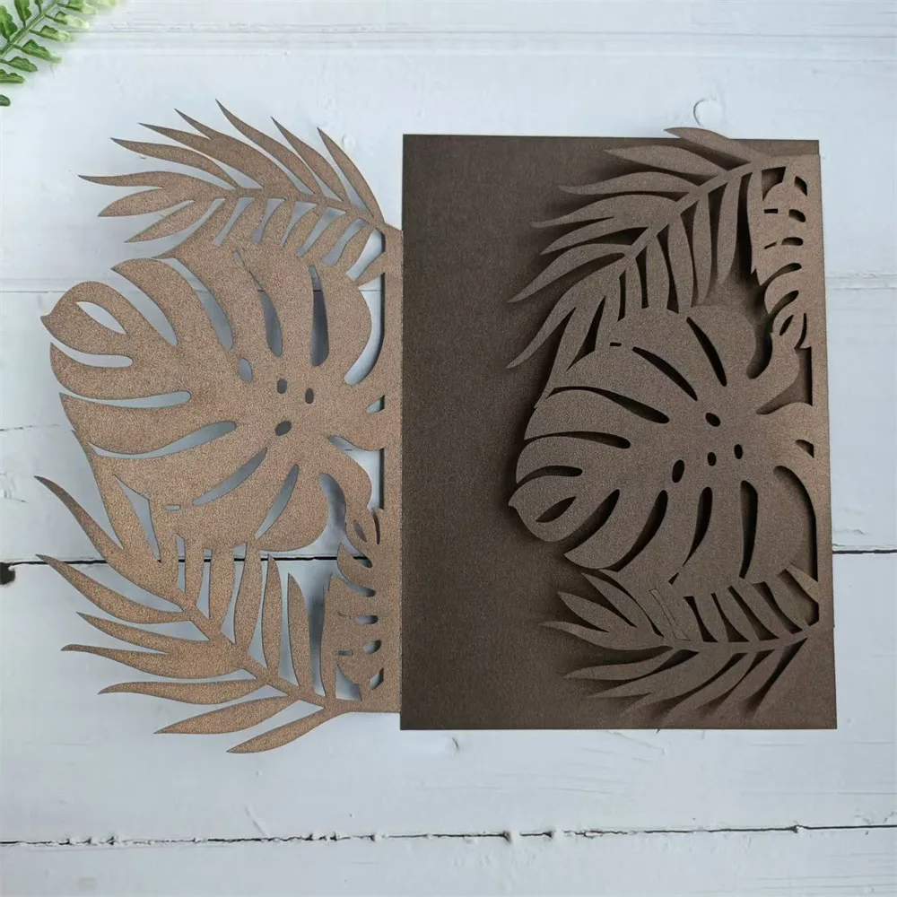 Custom Invitation Palm Laser Cut Card For Wedding Graduation Birthday Engagement 50 Sets