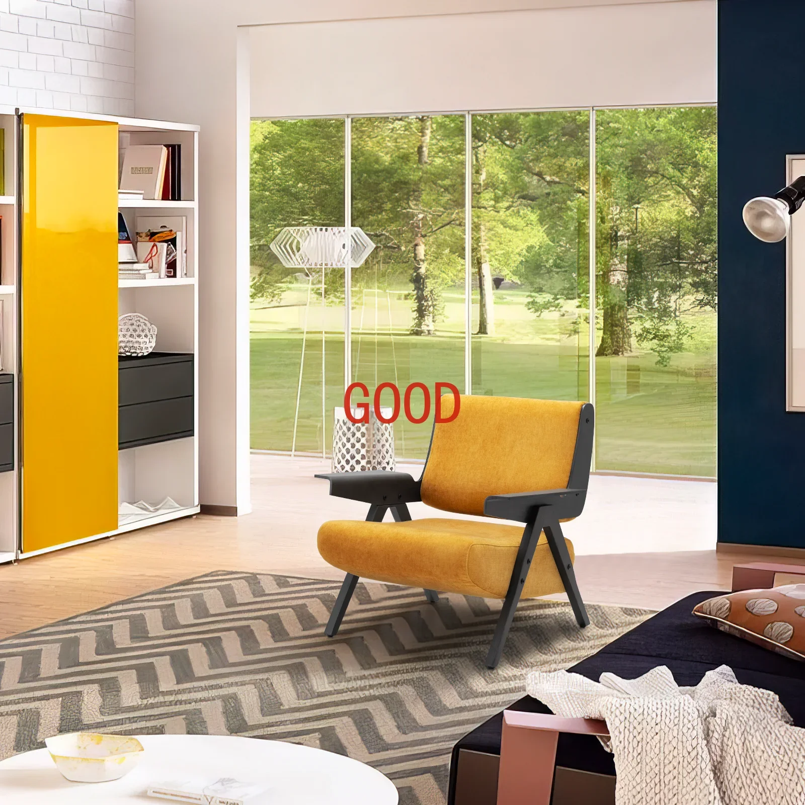 

Modern Reading Chair Lounge Chair for Living Room Bedroom Armchair Easy Assembly Sofa