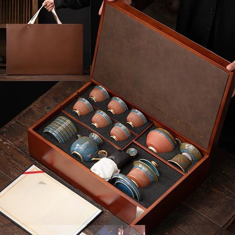 Kung Fu tea set, manual jump knife, change to home office light luxury high-end gifts