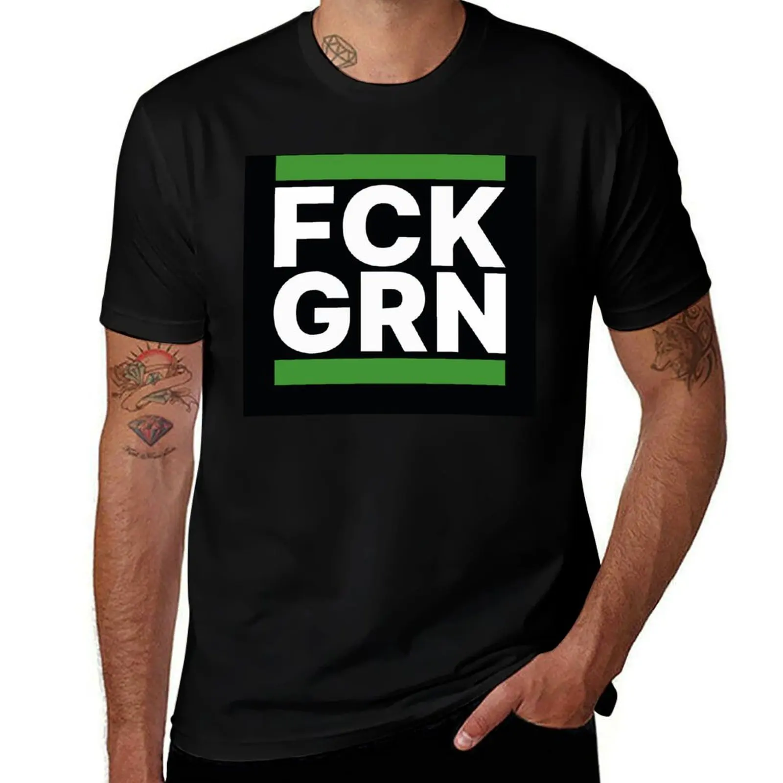 FCK GRN T-Shirt oversized t shirt graphic t shirts new edition men clothings