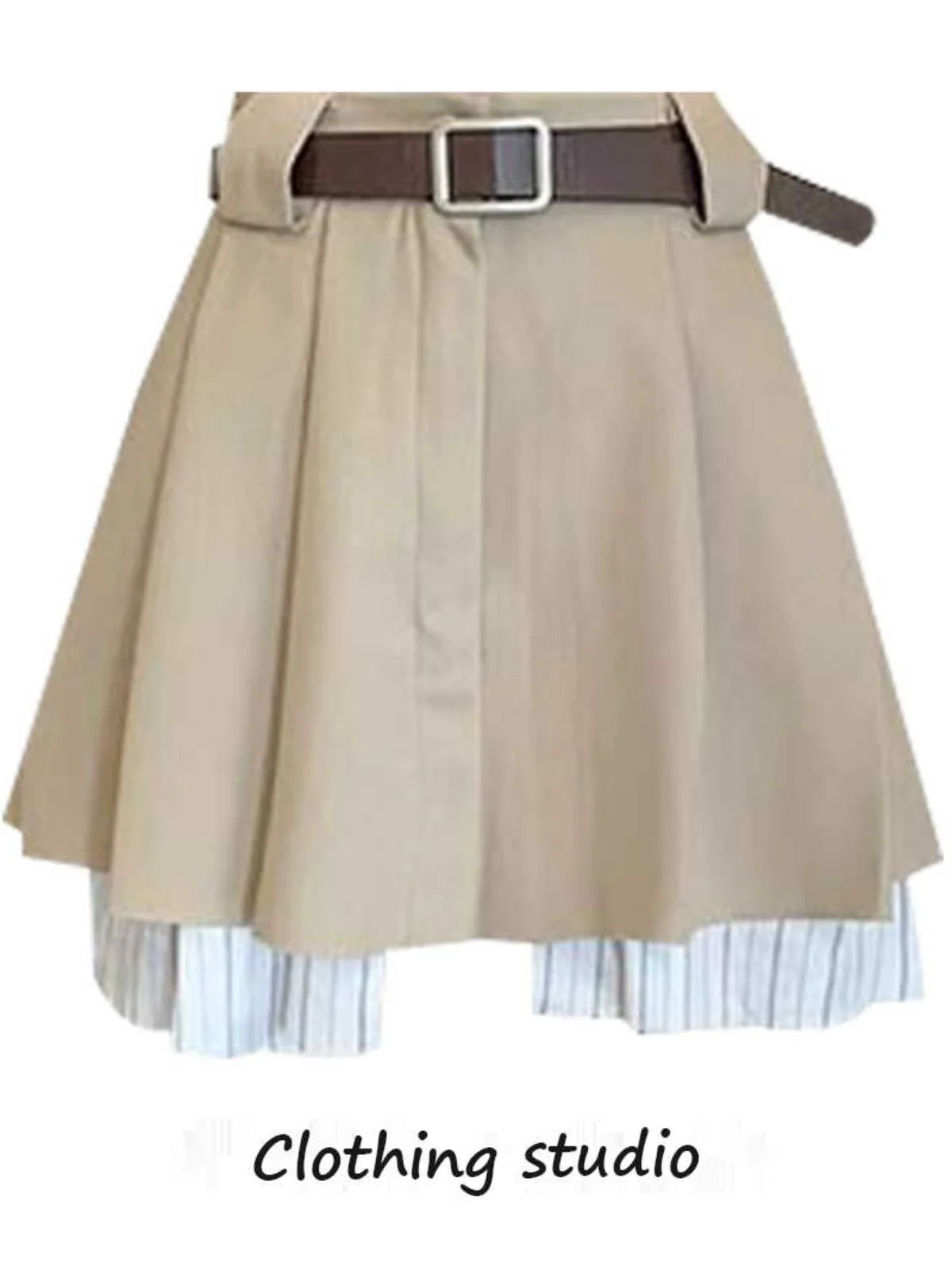 

Faion High Waist Khaki Pleated Skirt Women's Summer 2025 New Small Design Sense Splicing A-Line ort Skirt