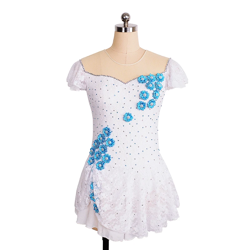 

Nasinaya Figure Skating Dress Customized Competition Ice Skating Skirt for Girl Women Kids Gymnastics White Flower