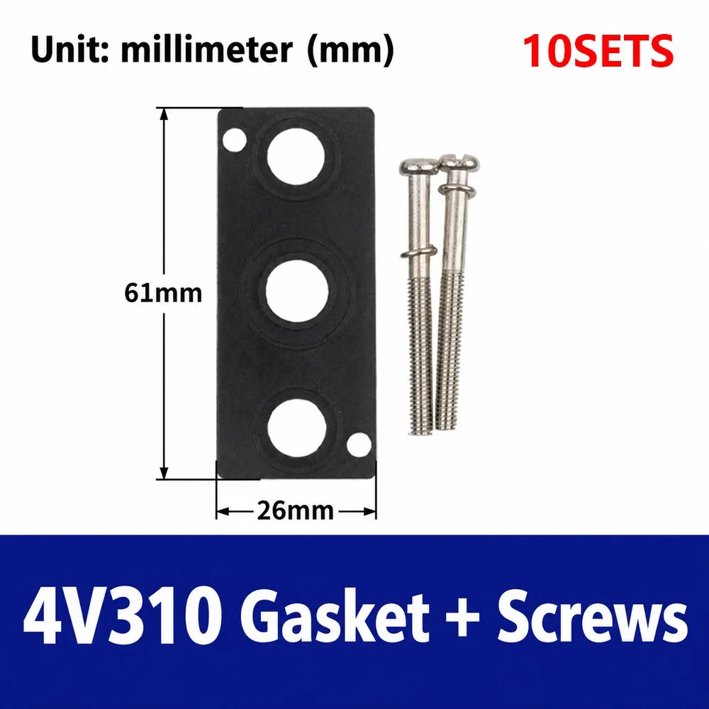10Sets Rubber Solenoid Valve Base Gasket 4V110 4V210 4V310 4V410 with Screw Manifold Blind Plate 4V100M 4V200M 4V300M 4V400M
