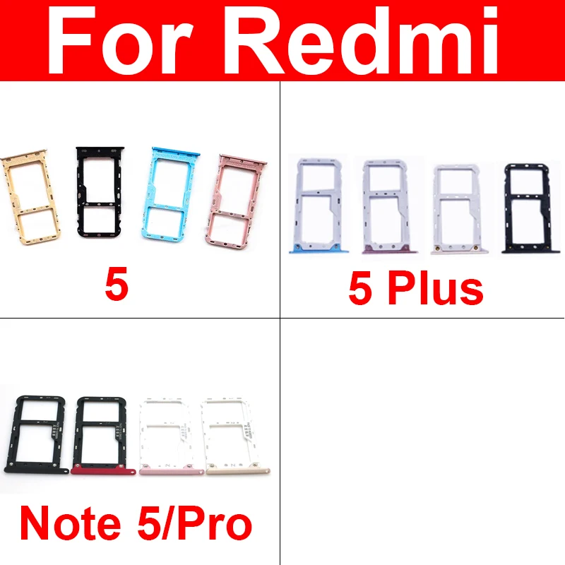 Soporte de bandeja de tarjeta Sim para Xiaomi Redmi 5 / 5 Plus, lector de ranura para tarjeta Sim para Redmi Note 5 Pro, piezas de repuesto