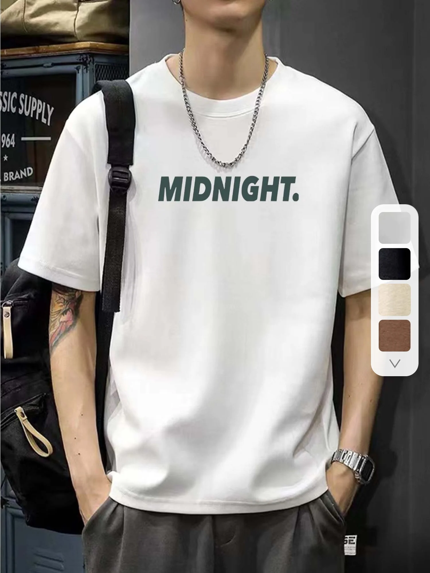 

100% Cotton Men's Loose MIDNIGHT Graphic Print T-shirt, Casual Short Sleeve Crew Neck Tee for Summer Outdoor