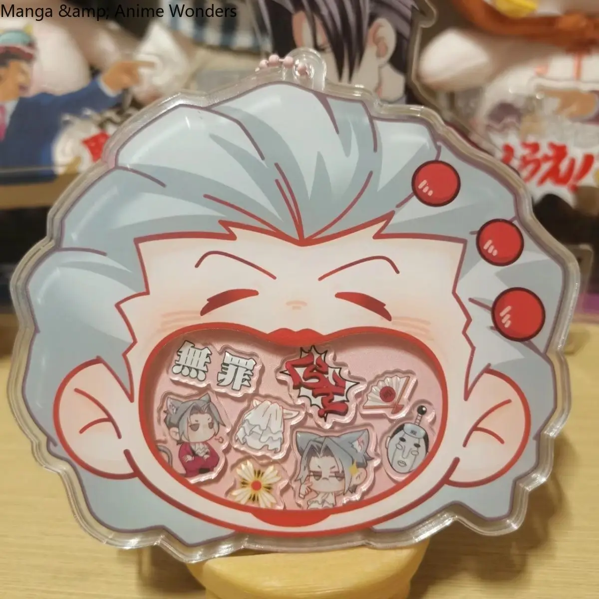 

2025 NEW Game Cosplay Keychains Ace Attorney Miles Edgeworth Shake the rock Cosplay Acrylic CP Stand Display Pendant Gift