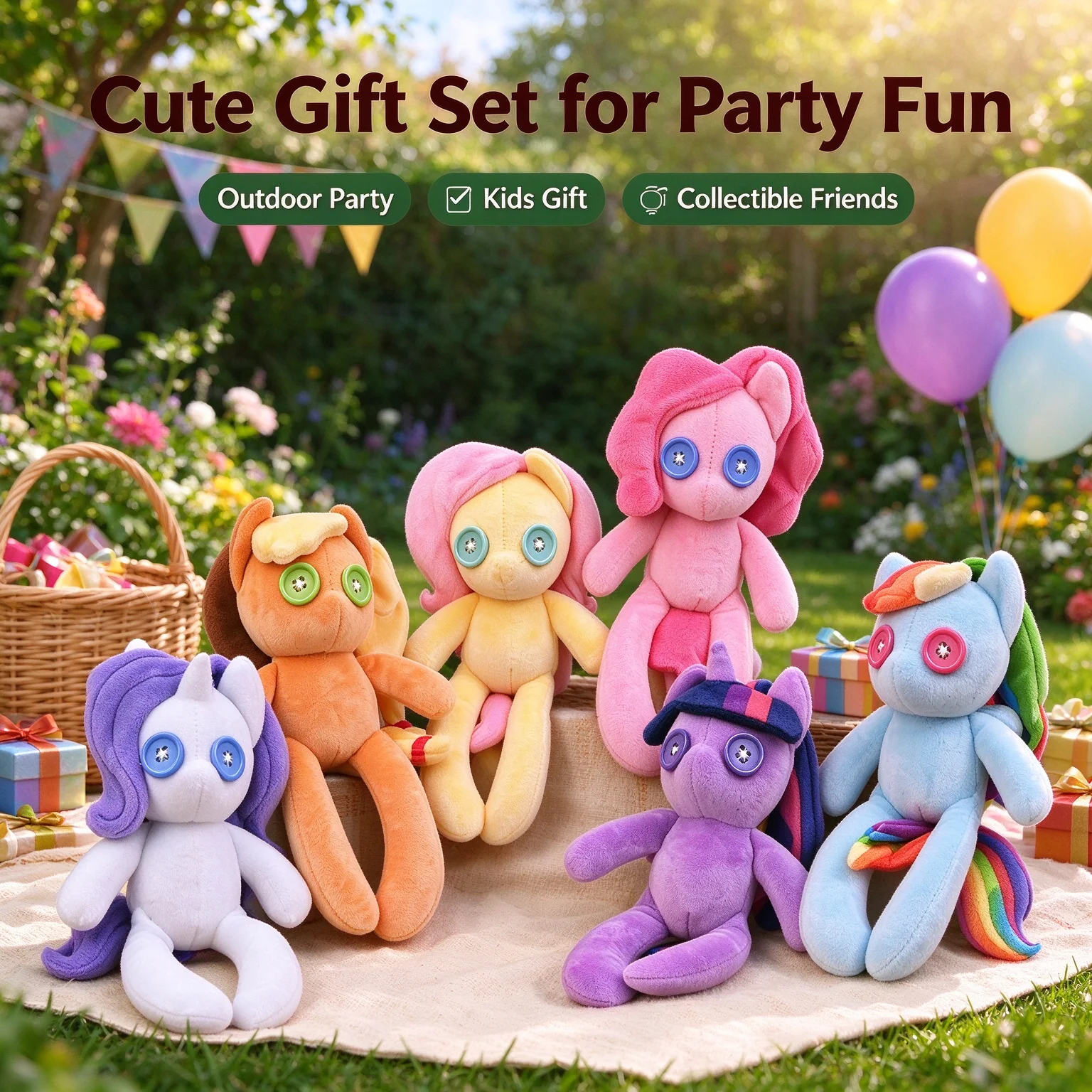 Hasbro My Little Pony 3 Styles Cute Plush Pony Dolls Classic Toys Soft Stuffed Animal with Button Eyes Christmas Kids Gift
