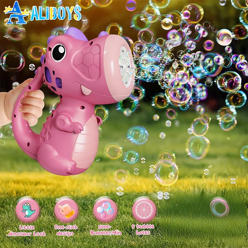 Automatic Dinosaur Bubble Gun Handheld Electric Soap Bubble Blower Machine Outdoor Beach Game Party Wedding Birthday Gift KidToy