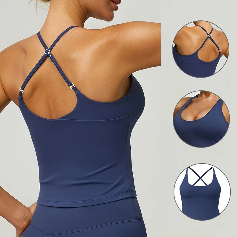 

Women's 4-Way Stretch High Impact Sports Bra, Racerback Yoga Top with Criss-Cross Back for Gym, Running & Fitness Workout