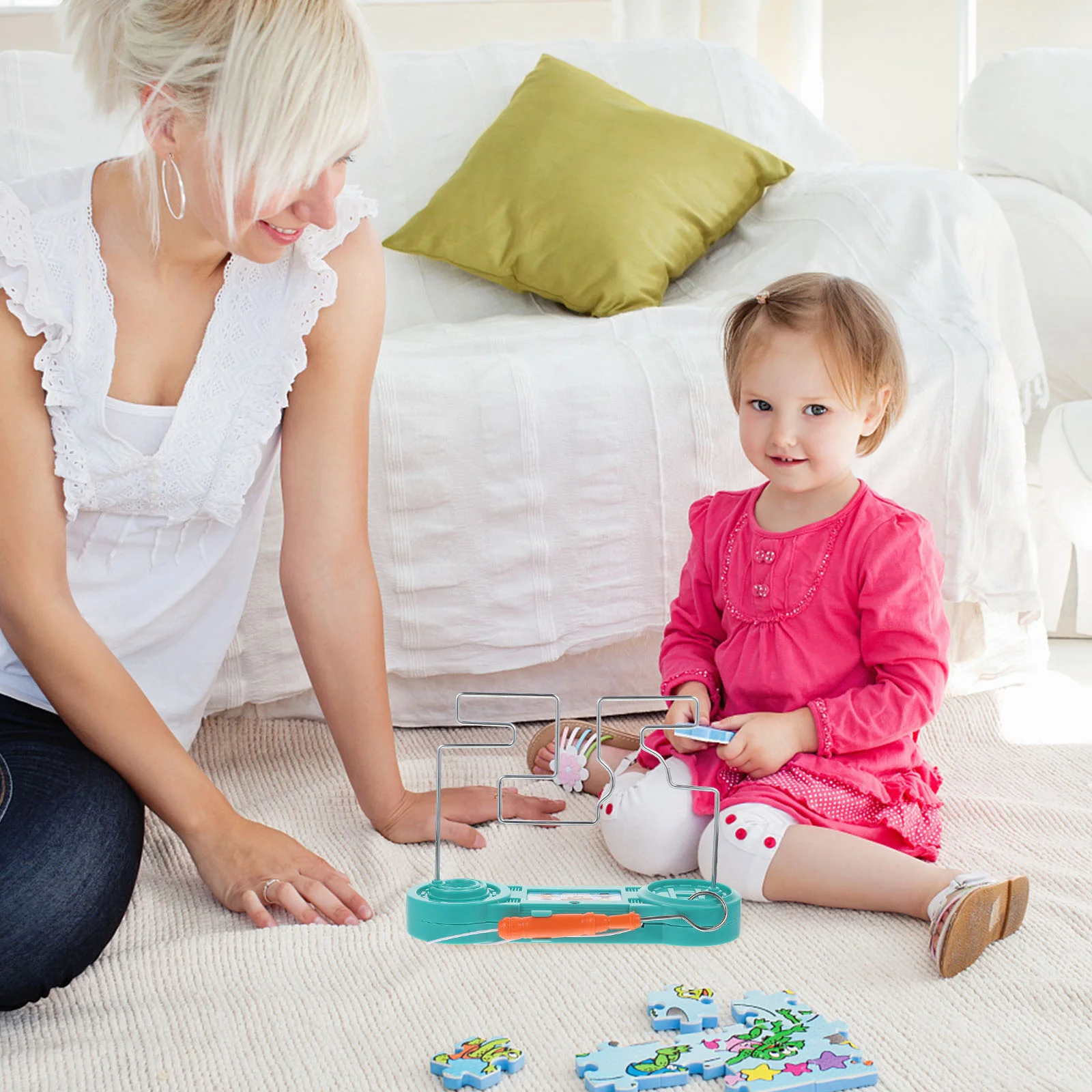 Mainan permainan labirin elektrik pesta Bump interaksi orang tua anak lucu Puzzle elektromagnetik plastik pelatihan 3d Plaything