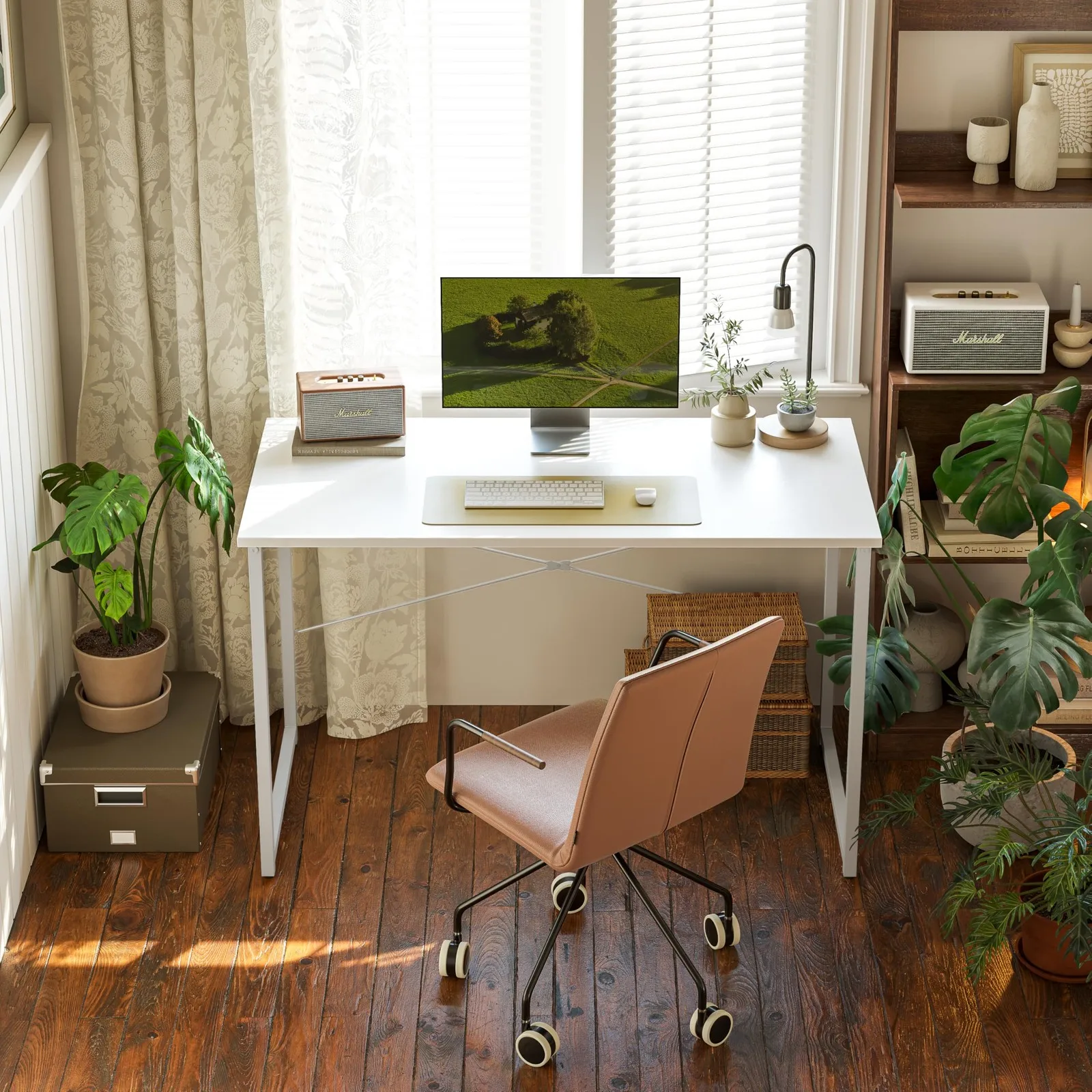 Biurka komputerowe 32-calowe nowoczesne biurko komputerowe do domowego biura, oszczędzające miejsce, prosta konstrukcja, prosty styl, stół na komputer, stacja robocza