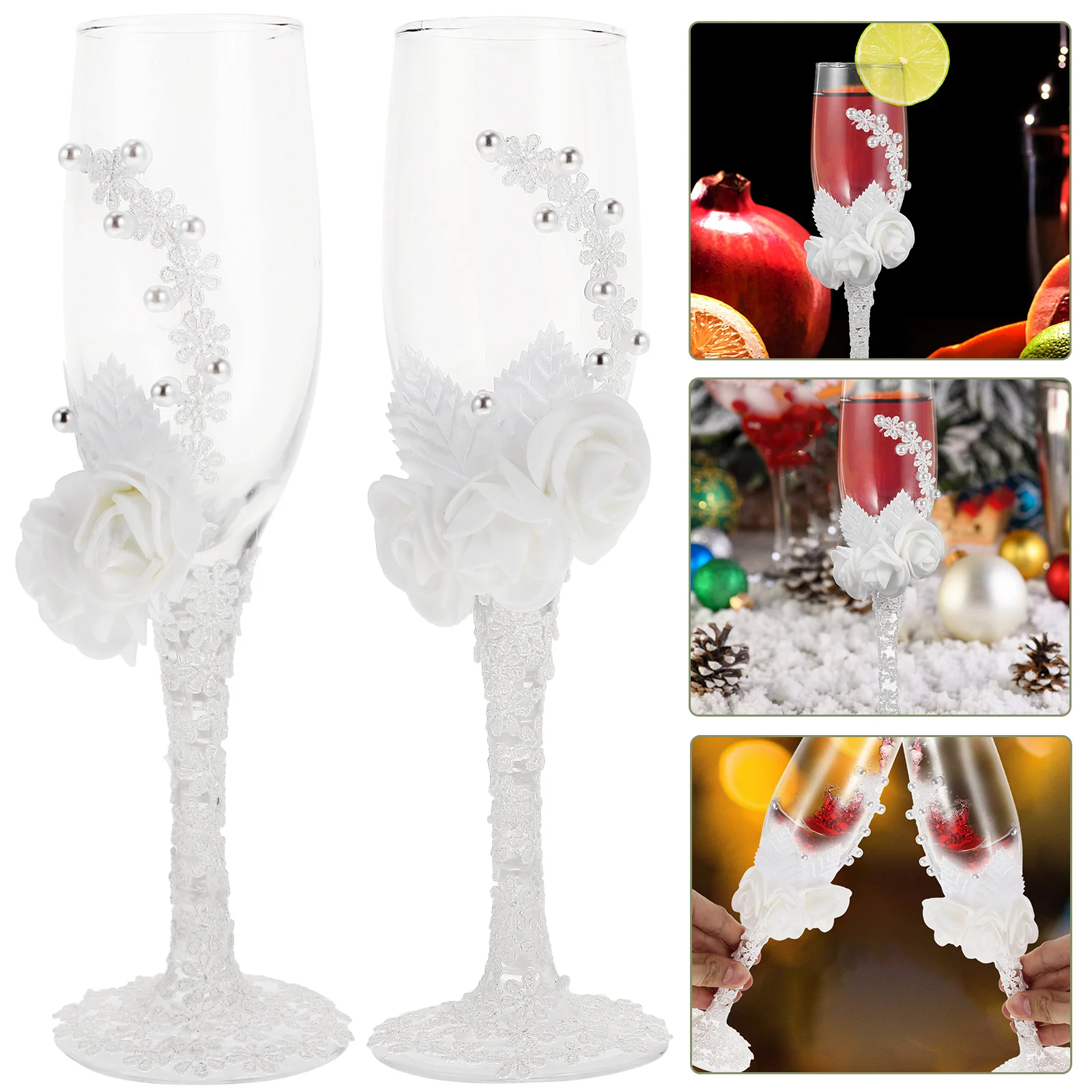 

1Pair Wedding Red Wine Goblets Creative Lace Glasses Decorative Drinkware for Parties Events Red Wine Goblet Wedding Goblet