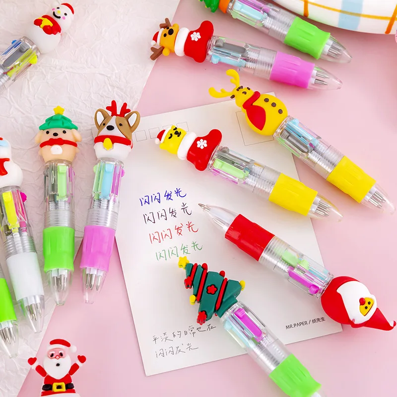 20Pcs/Lot Cute Christmas Mini Ballpoint Pen 4 Color Cartoon Santa Skull Monster Halloween Pen Kids School Office Stationery Gift