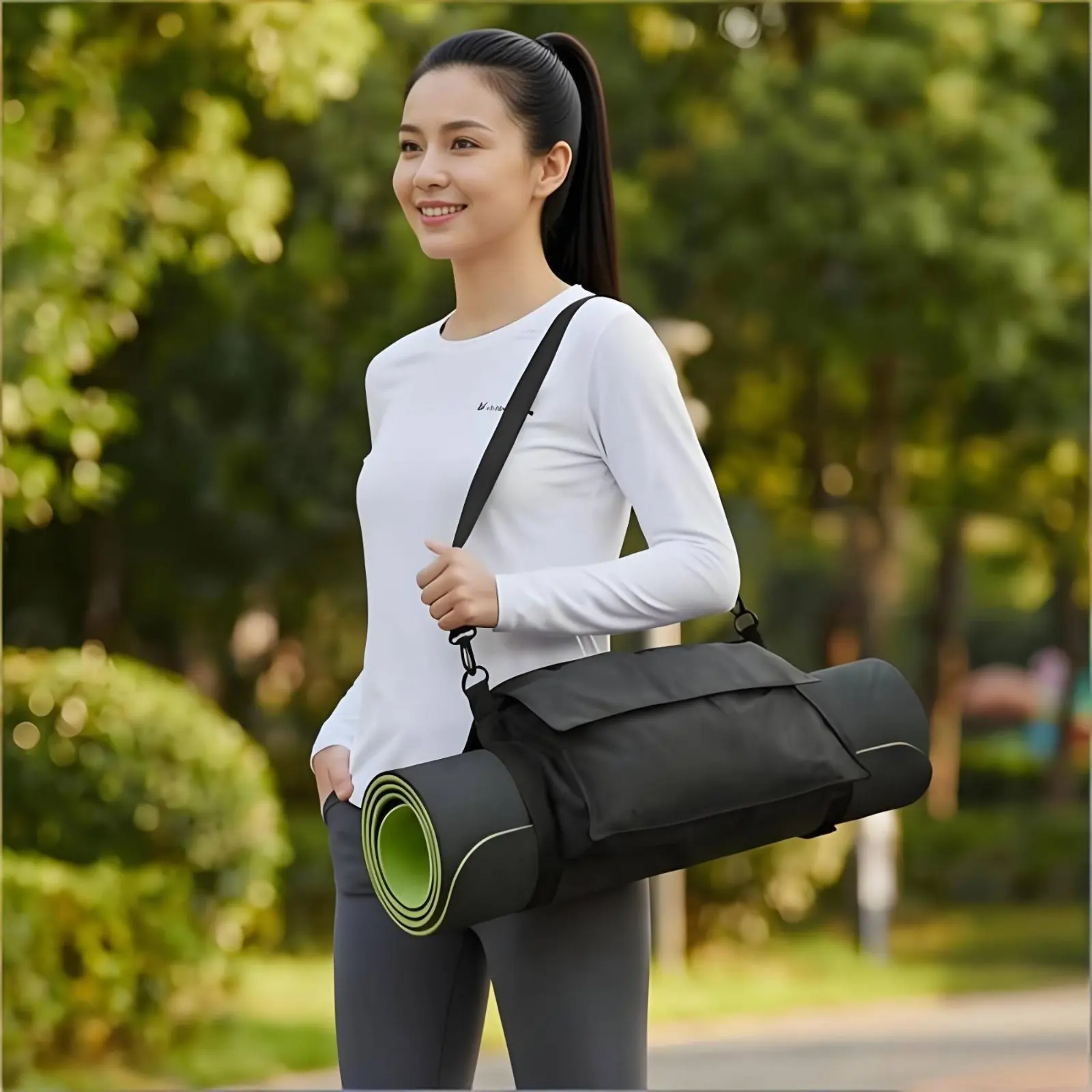 Crossbody Exercise Mat Bag With Storage Pocket Exercise Mat Bag Sports Accessory Long-Lasting Lightweight for Travel