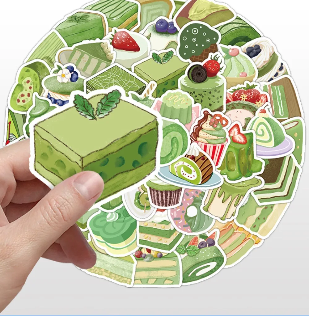 10/50Pcs Dessert Matcha Cake Stickers Pack Mobile Phone Water Cup Waterproof Creative for Children\'s Handbooks Wholesale Sticker