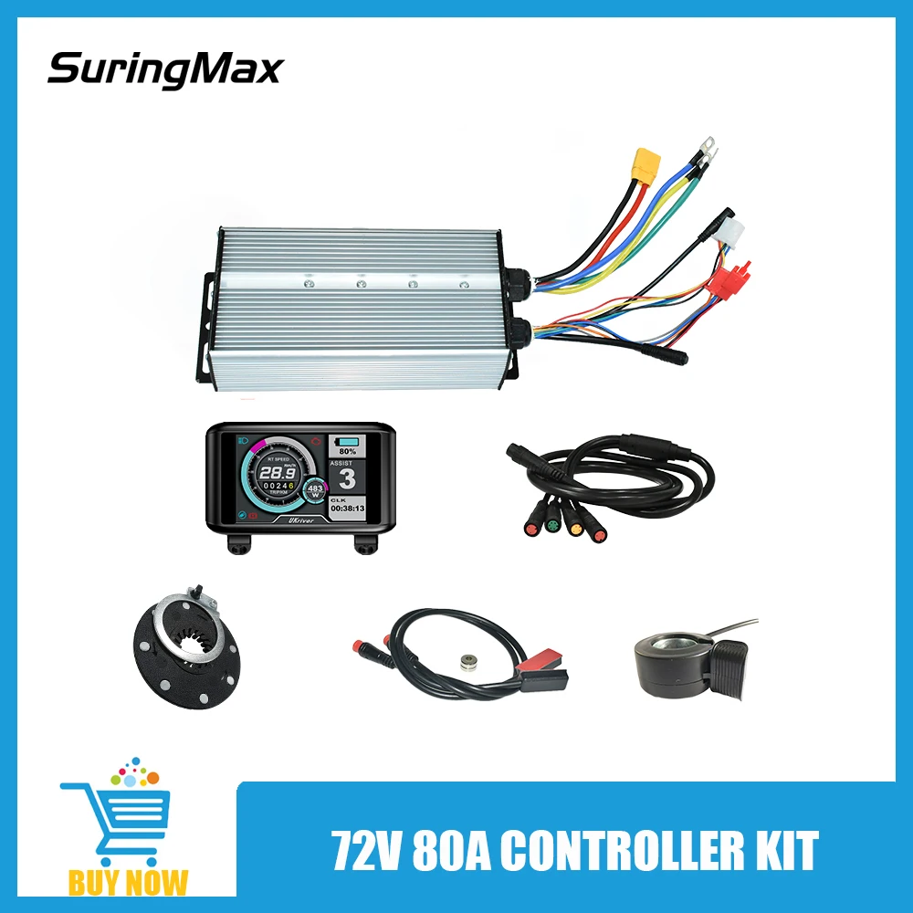 Waterproof Electric Bicycle Conversion Parts, 72V, 80A Controller, Square Wave, LCD Display, 3000W Motor Ebike controller  Kit