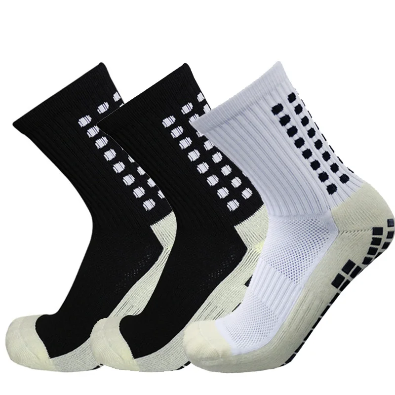 3 Pairs New Mens Womens Mid-Calf Soccer Socks Sports Square Silicone Non-Slip Football Socks calcetines antideslizante futbol