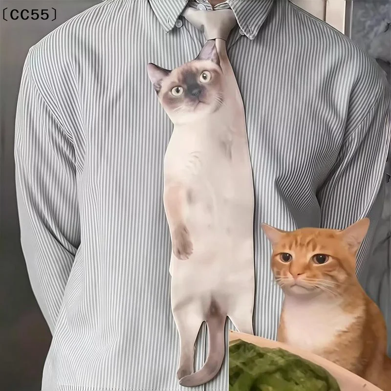 

3D Cat Cat-shaped Unisex's Tie Creative Animal Pattern Kitten Necktie Satin Fabric Lifelike Neck Tie For Wedding Party〔CC55〕