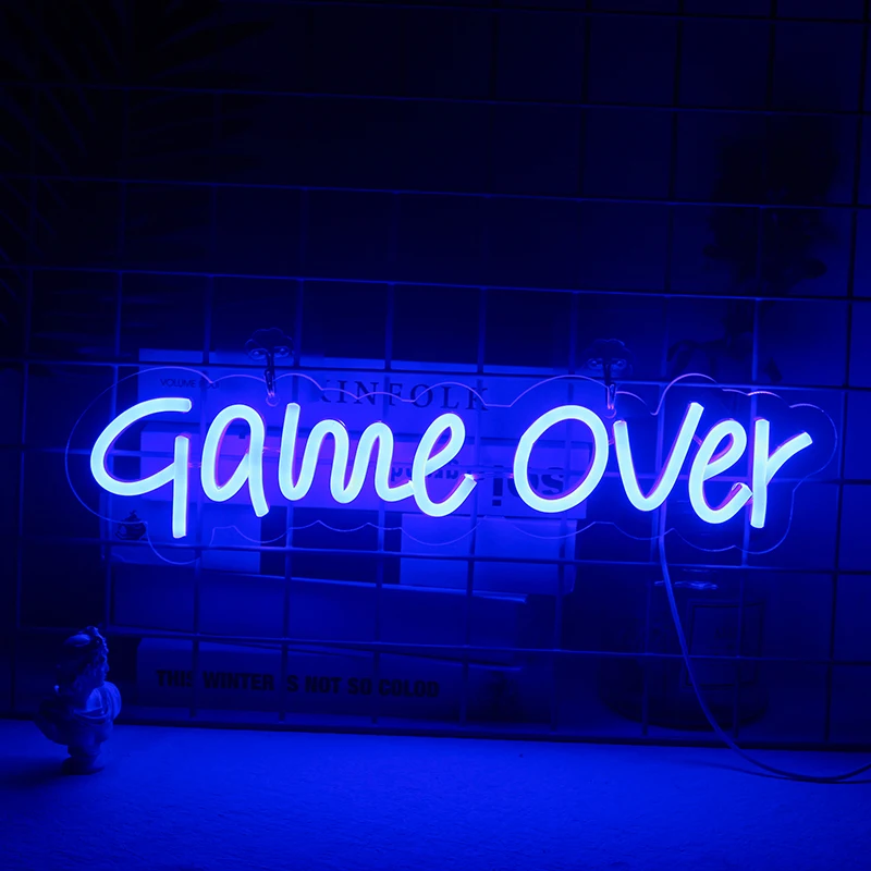 

ineonlife Led Neon Sign Game Over Wall Hanging Night Lighting For Bedroom Game Room Decor USB With Switch Bar Shop Xmas Lamp