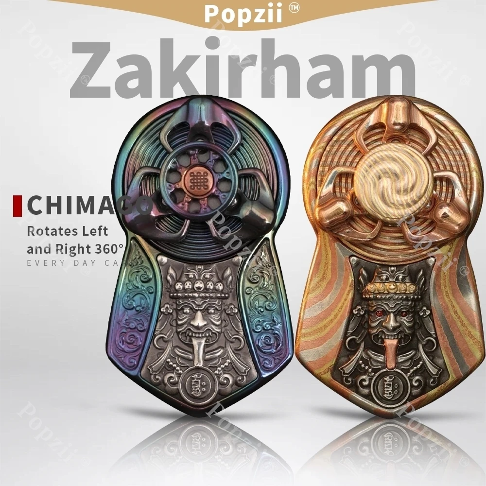 Chimago Mokume EDC Mechanische Push Slider Vier Magnetische Reliëf Patches Fidget Speelgoed Angst Speelgoed Volwassenen Vinger Spinners