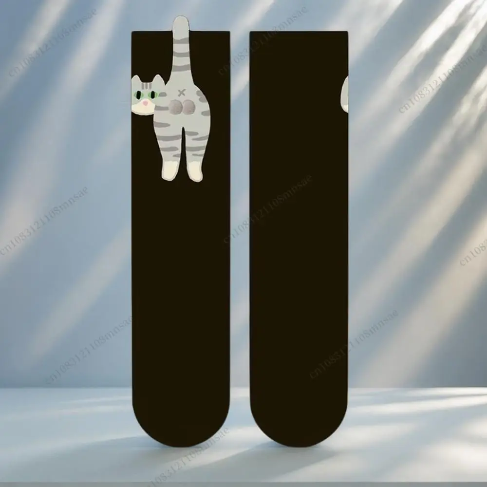 

2 шт., носки с милым котом, дышащие носки с мультяшными животными, носки средней длины с изображением кота, новые подарки для любителей кошек