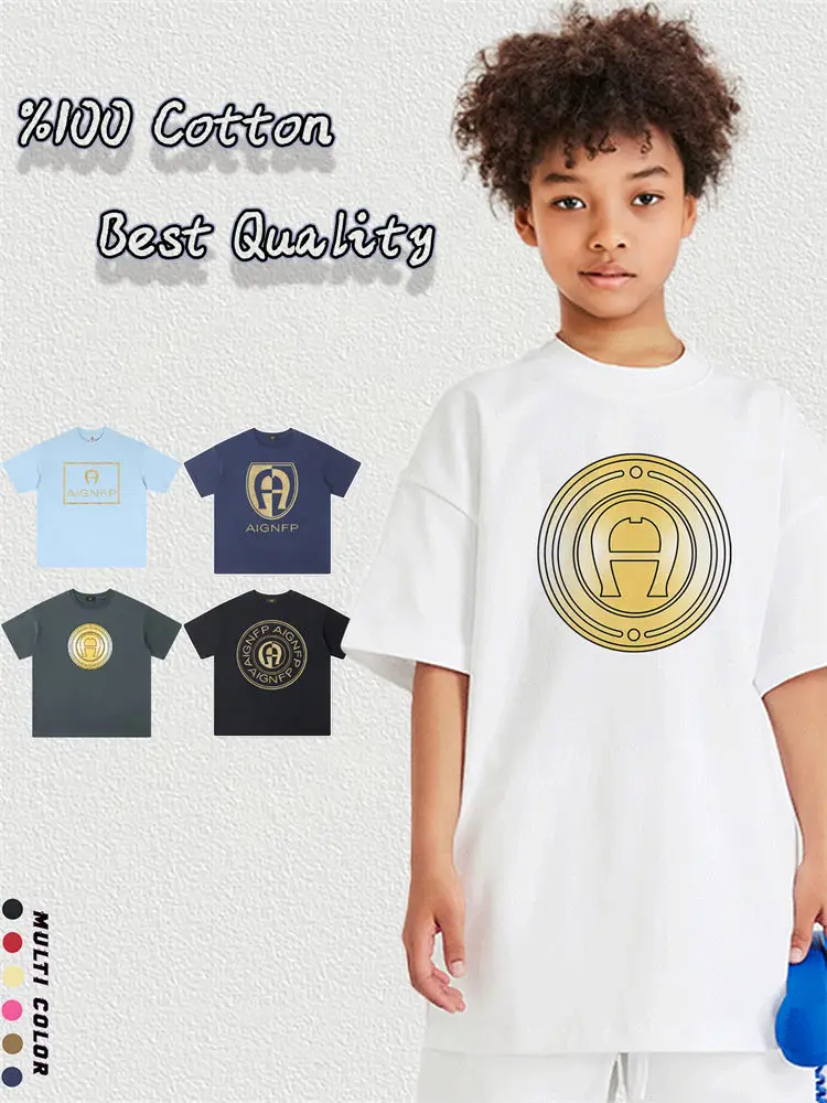 

Summer Baby Boys T-shirt 2025 New Kids Clothes Cotton Short sleeve Casual Wear Golden letter print Tees Tops Children's Clothing