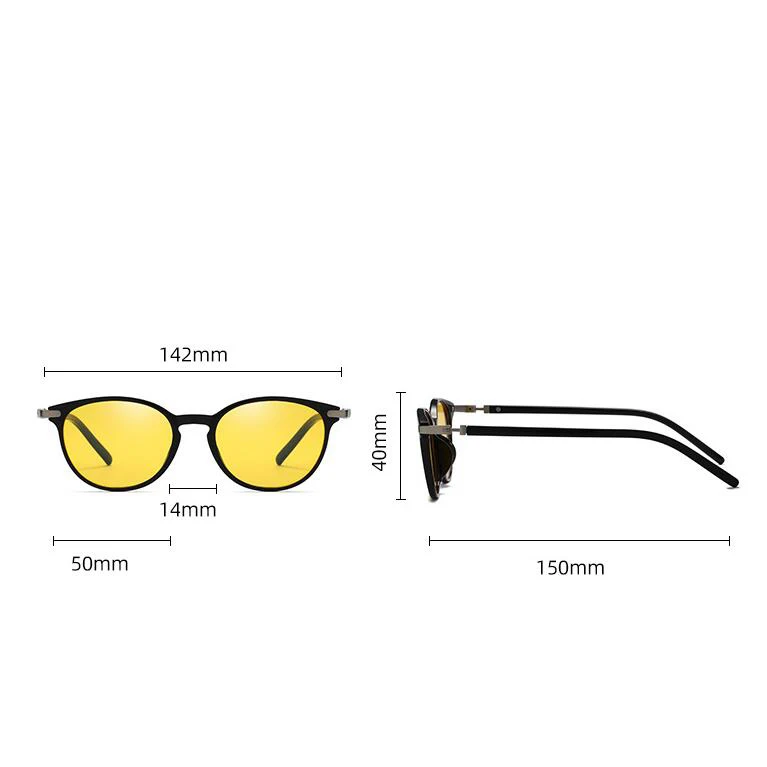 Round Anti-Glare Night Vision Lenses Myopia Sunglasses TR90 UV400 Nearsighted Sunglasses With Prescription 0 -0.5 -0.75 To -6.0