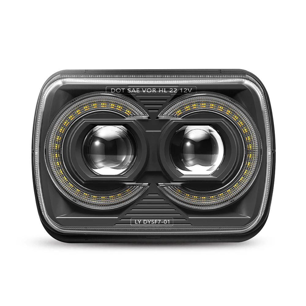 

DOT 5x7 7X6 Hi Lo Прямоугольная герметичная фара Faros Beam White DRL Янтарный указатель поворота Светодиодная квадратная фара для Jeep Cherokee XJ YJ MJ