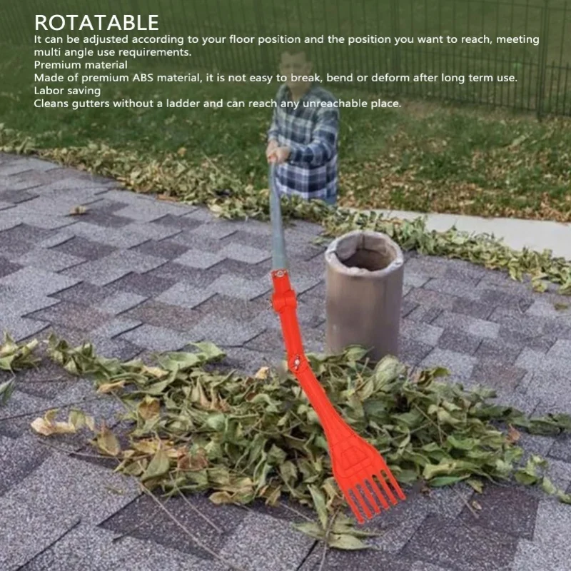 Gutter Cleaning Tool Multifunctional ABS Rotatable Handle Rake For Roof Hard To Reach Areas Leaf Removal