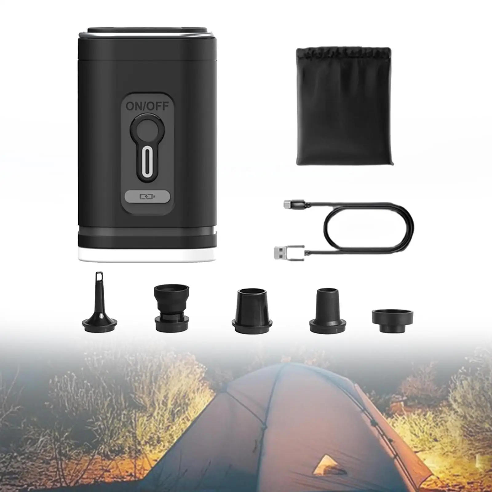 Electric Air Pump Camping Light Flashlight USB Portable Portable Air Pump for