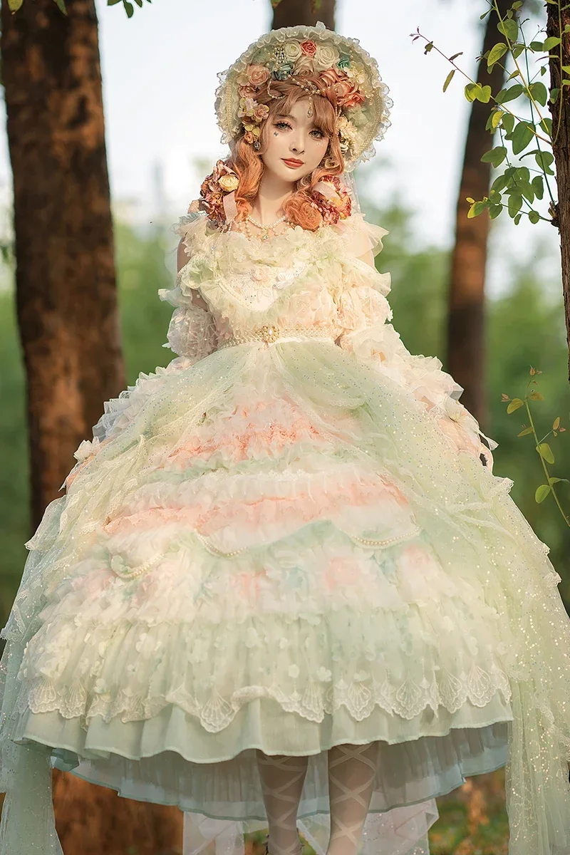 Kawaii Lolita Dress Women Girls JSK Lolita Kawaii Cute Cats Tea Party Dresses Ruffles Cosplay Spring Summer OP Dress