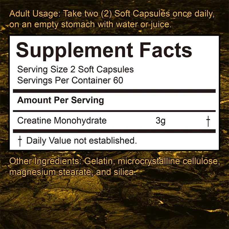 Creatine Monohydrate Capsules for Enhance Muscle Mass Strength & Performance Improvement Workout Recovery Mass Gainer