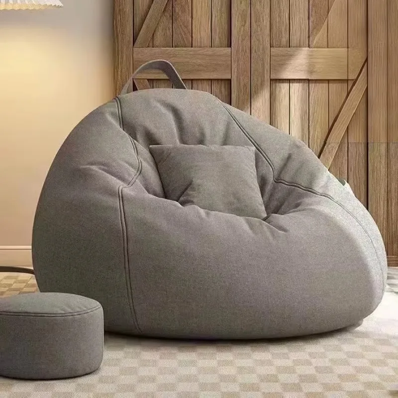 Modern Solid Color Foldable Lazy Sofa Bean Bag Set with Synthetic Leather Shell No Filler Required