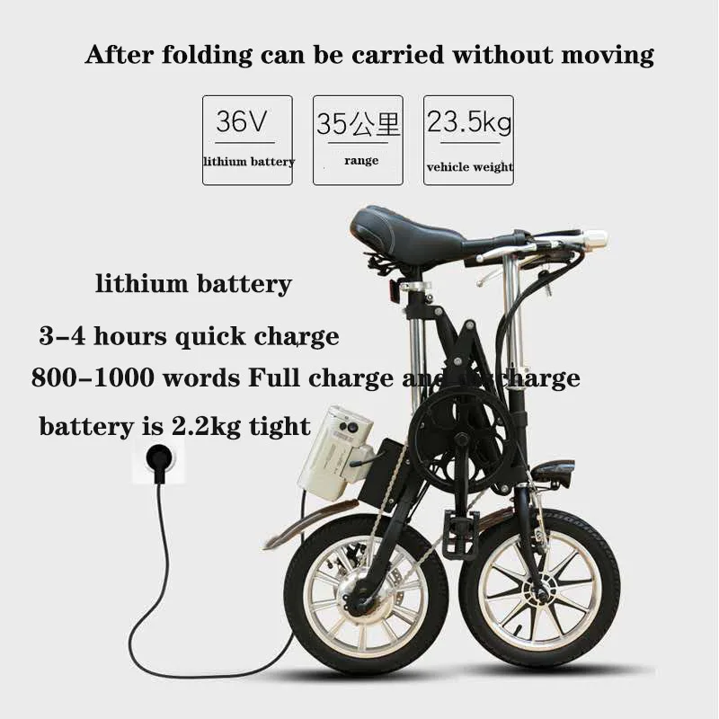 Baterías de iones de litio para bicicleta eléctrica plegables a 14 pulgadas por segunda rueda vintage Pendle Wali