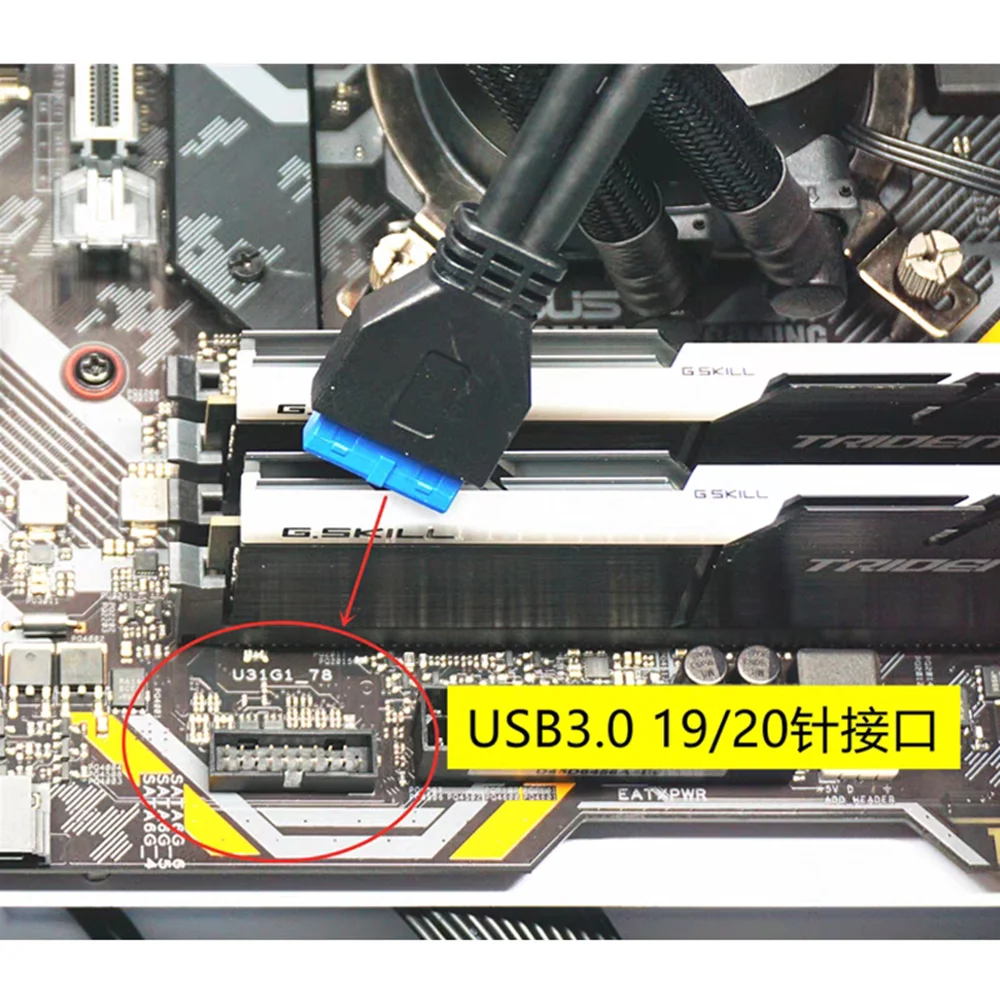 Motherboard 20Pin Female to Dual USB 3.0 A Female Bus Extension Line 19/20Pin-2AF Data Line PCI-E Extended Baffle Line