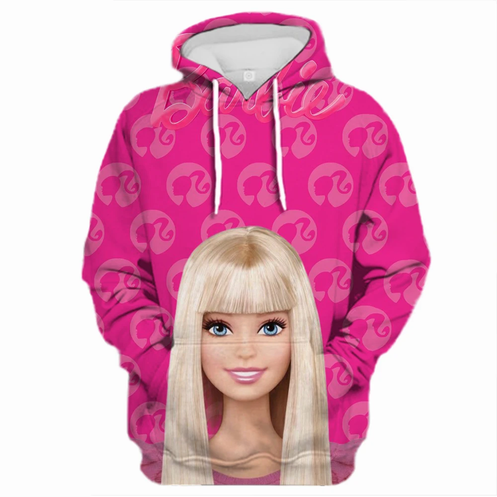 Barbie Hoodie Autumn and Winter Style Ins Loose Jacket Anime Kawaii Sweatshirt for Women Clothing Birthday Gifts ﻿