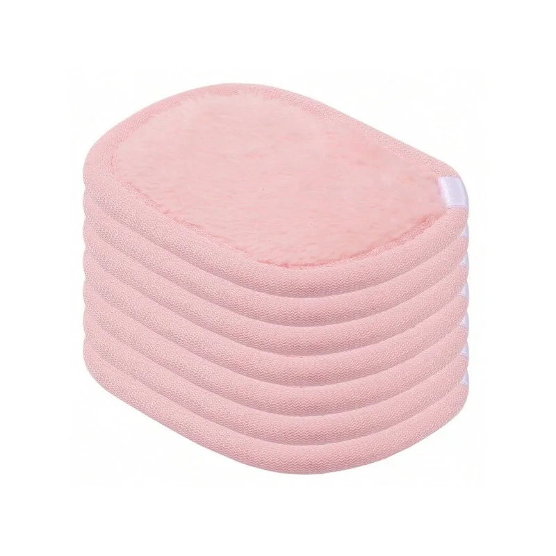 แผ่นเช็ดเครื่องสำอางแบบใช้ซ้ำได้ 5 ชิ้น ผ้าไมโครไฟเบอร์สำหรับทำความสะอาดผิวหน้า สำหรับเช็ดเครื่องสำอางบนใบหน้า ดวงตา และริมฝีปาก