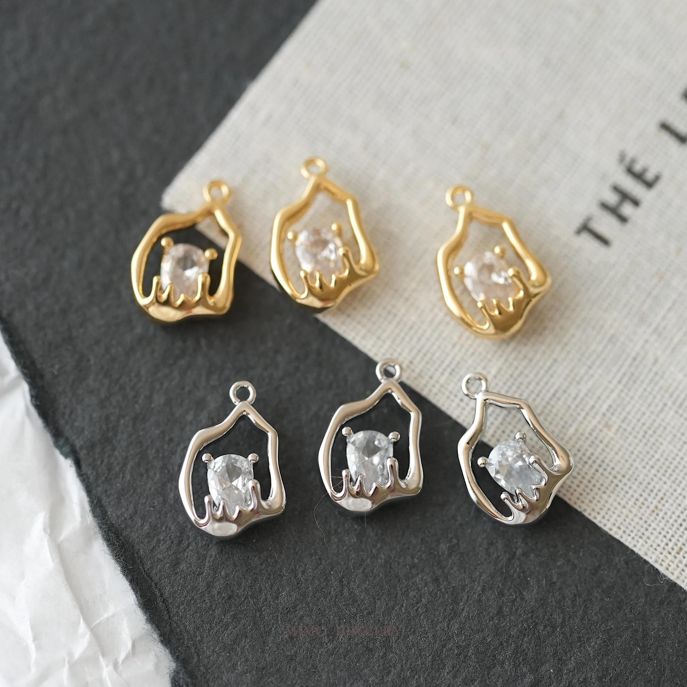 

Irregular Droplet Lava Zircon Charms Pendant Supplies DIY Hand Brass Gold Plated Accessories 14.5*9.4mm