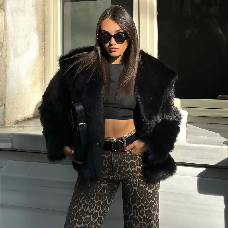 معطف نسائي من الفرو الصناعي من MUJER معطف منفوش للشتاء الدافئ سترات نسائية جديدة من القطيفة للنساء ملابس خارجية معاطف تيدي نسائية فاخرة #4