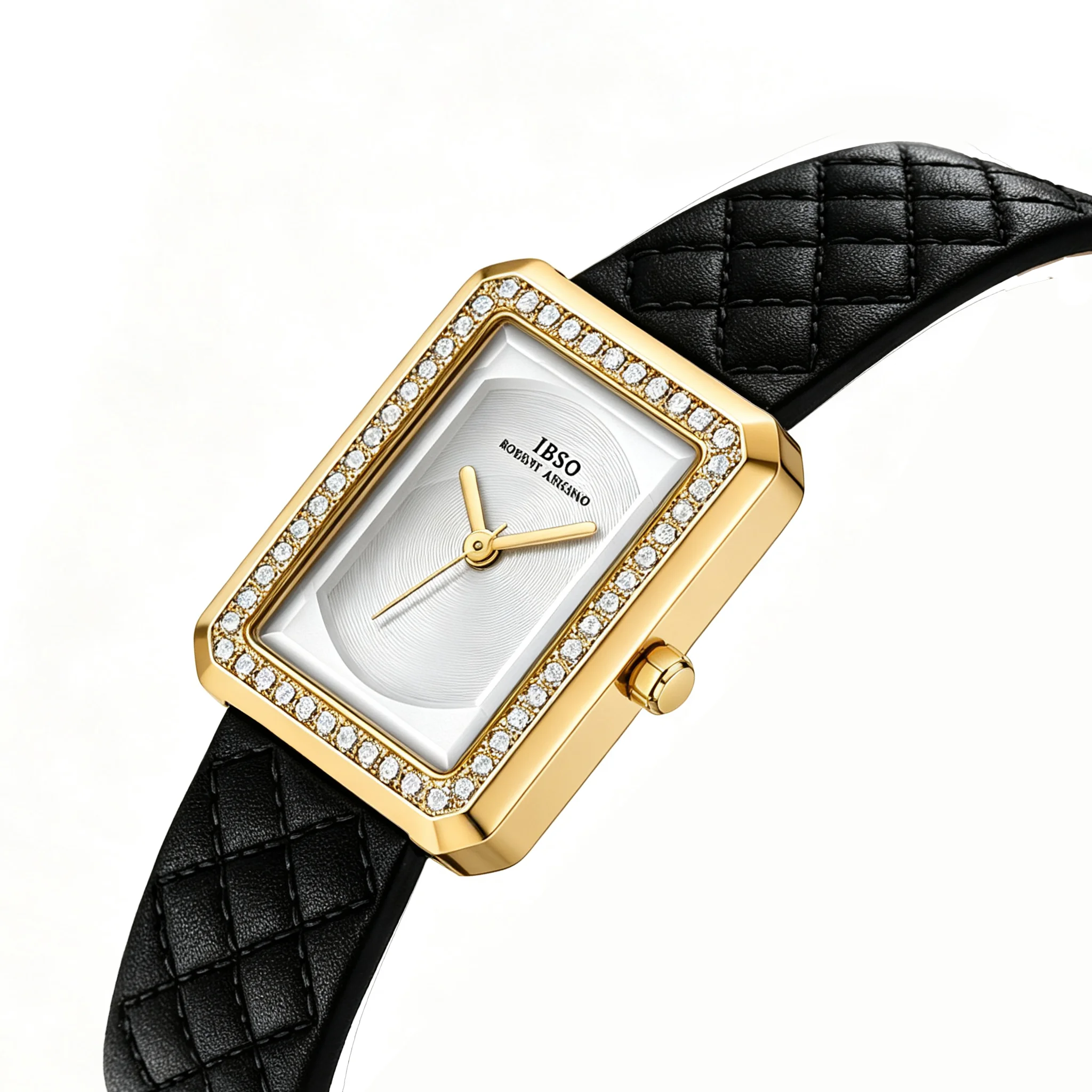 Luxury Ceramic Watch - Fashion Leather Woman Watch Rectangular Golden