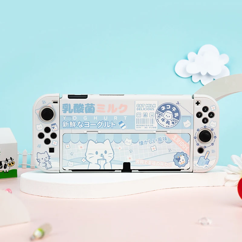 Nintendo Switch用の素敵な猫の描画付きの保護ケース,Nintendo Switch用の保護シェル付きハードケース,アクセサリー
